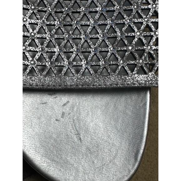 Vince Camuto Silver Leather With Mini Rhinestones Slide Sandals Women's  8 NWOT - Picture 7 of 8